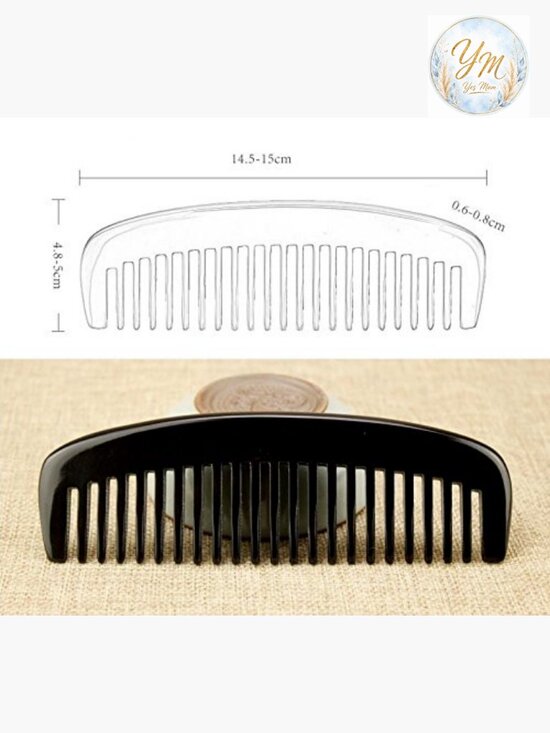 Natural Ox Horn Hair Comb Anti-Static Handmade 6 Inch Wide Tooth main image 5
